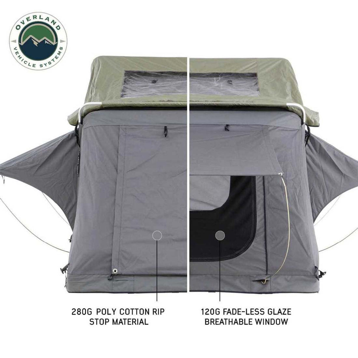 HD Nomadic 2 Standard Soft Shell Roof Top Tent, Grey Body & Green Rainfly