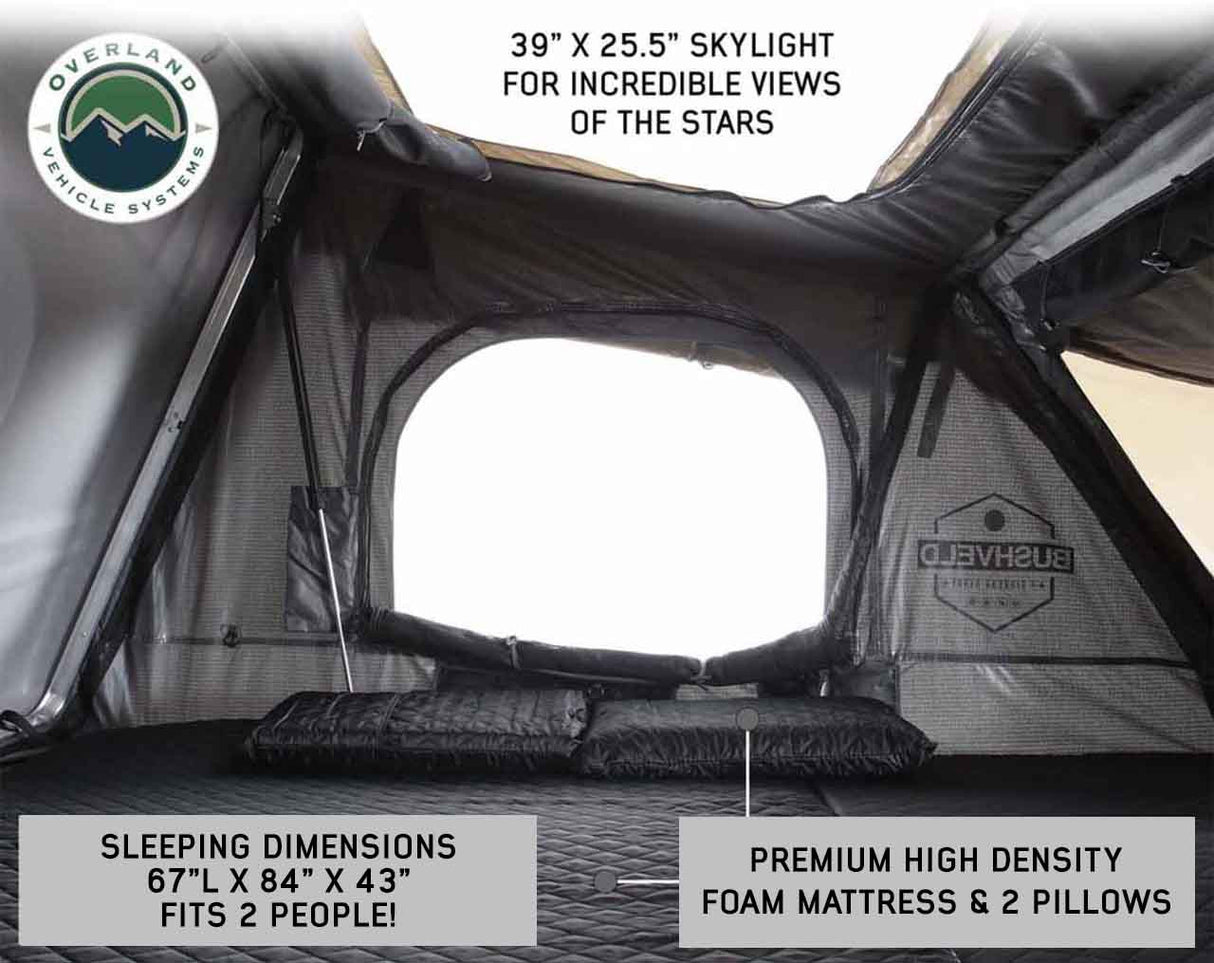 HD Bushveld II Cantilever Hard Shell Roof Top Tent Grey Body & Tan Rainfly