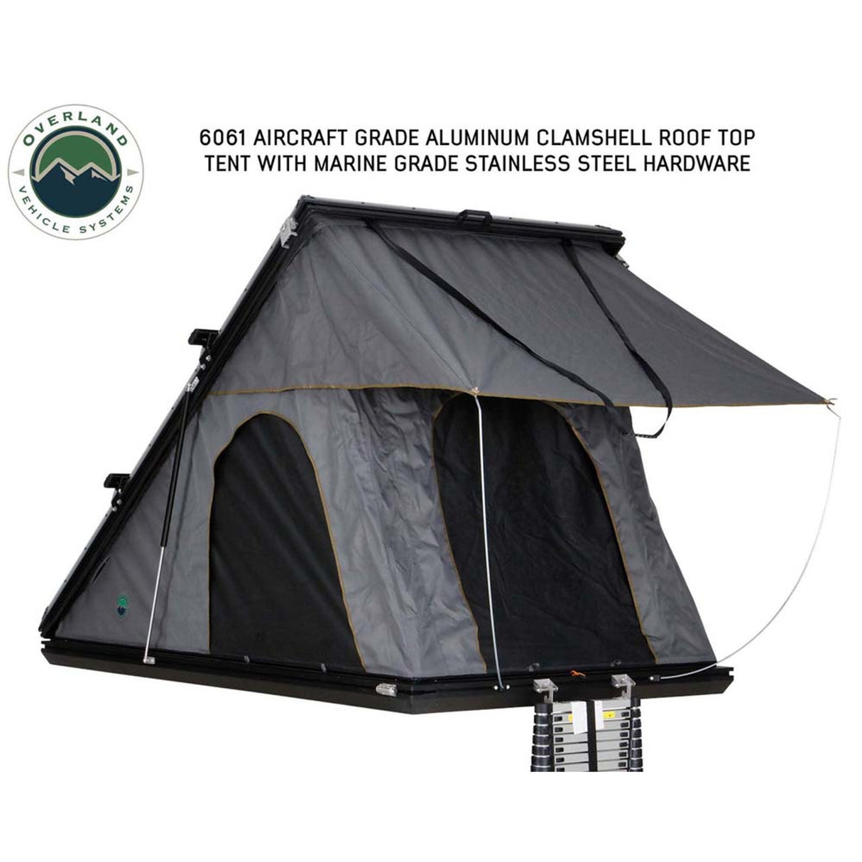 HD Mamba Clam Shell Aluminum Hard Shell Roof Top Tent, Grey Body & Green Trim