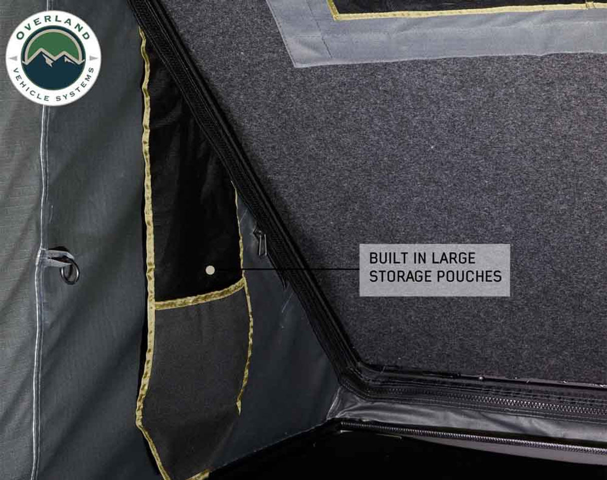 HD Mamba Clam Shell Aluminum Hard Shell Roof Top Tent, Grey Body & Green Trim