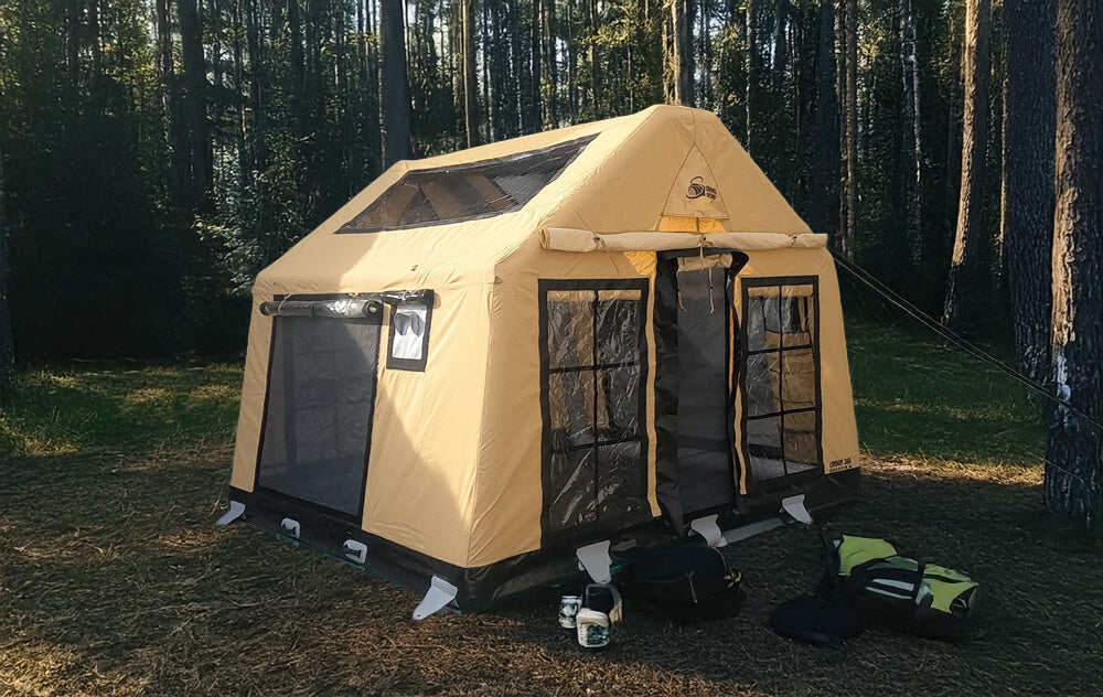 Premium Inflatable 5–6 Person Canvas Glamping Safari Tent — All-Season Lodge