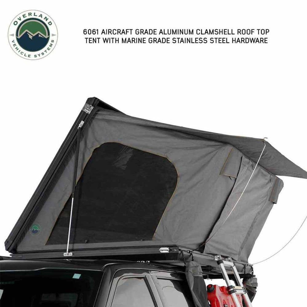 HD Sidewinder Side Load Aluminum Hard Shell Roof Top Tent, Grey Body & Green Trim