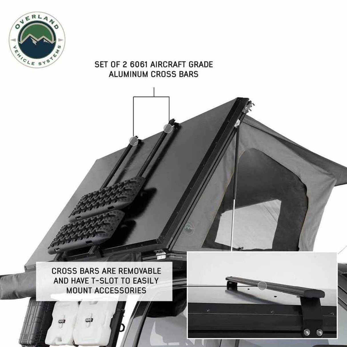 HD Sidewinder Side Load Aluminum Hard Shell Roof Top Tent, Grey Body & Green Trim