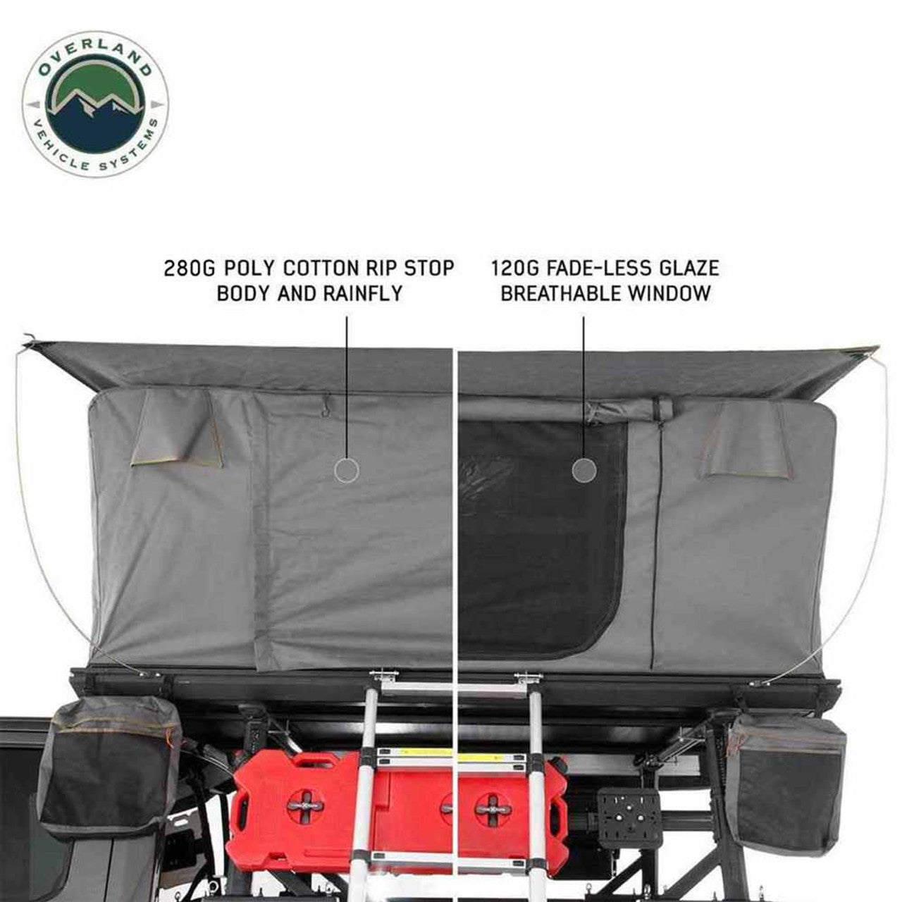 HD Sidewinder Side Load Aluminum Hard Shell Roof Top Tent, Grey Body & Green Trim