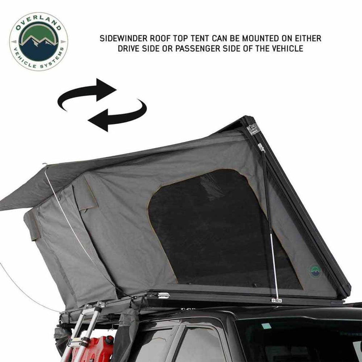 HD Sidewinder Side Load Aluminum Hard Shell Roof Top Tent, Grey Body & Green Trim