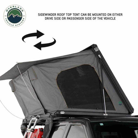 HD Sidewinder Side Load Aluminum Hard Shell Roof Top Tent, Grey Body & Green Trim