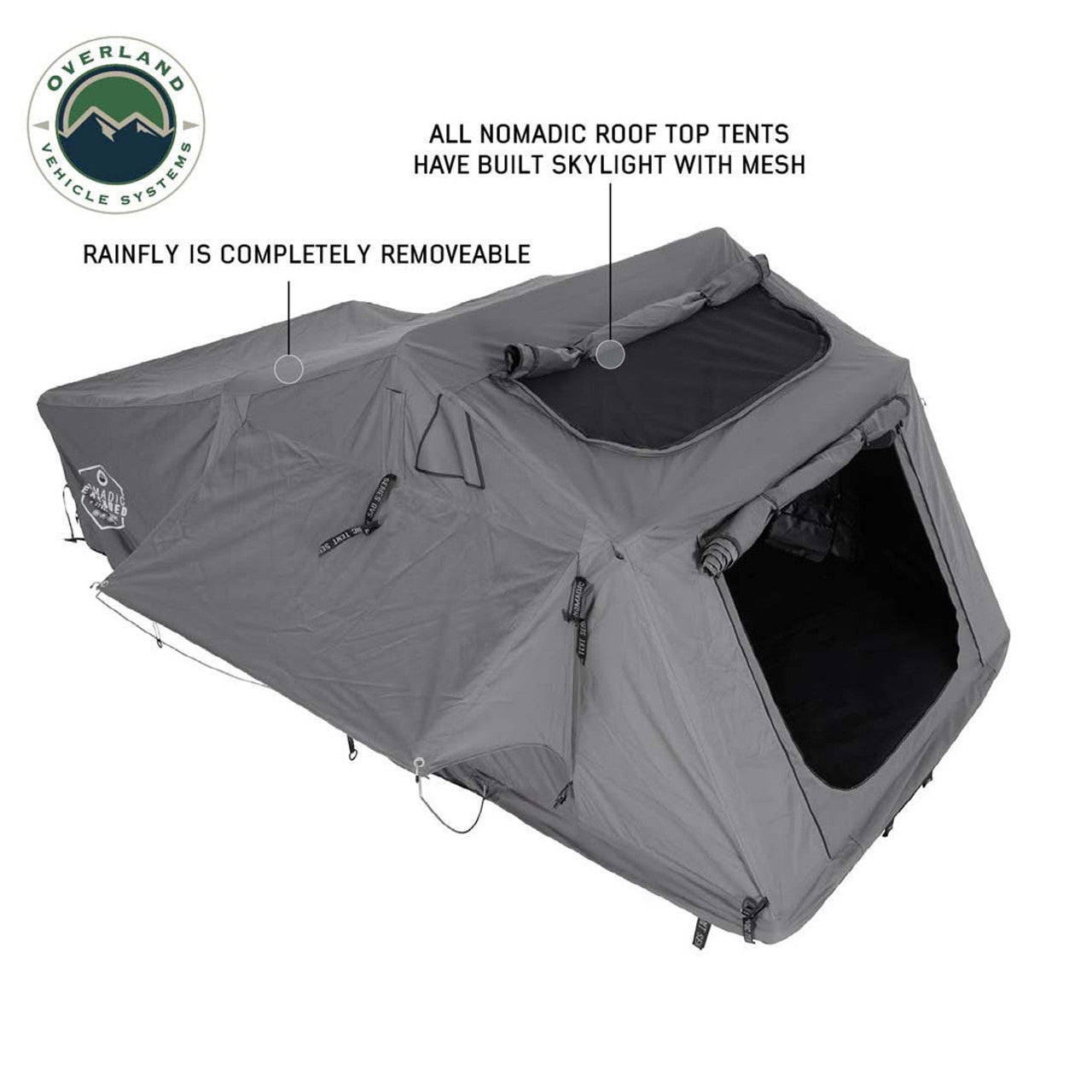 HD Nomadic 3 Extended Soft Shell Roof Top Tent, Grey Body & Green Rainfly
