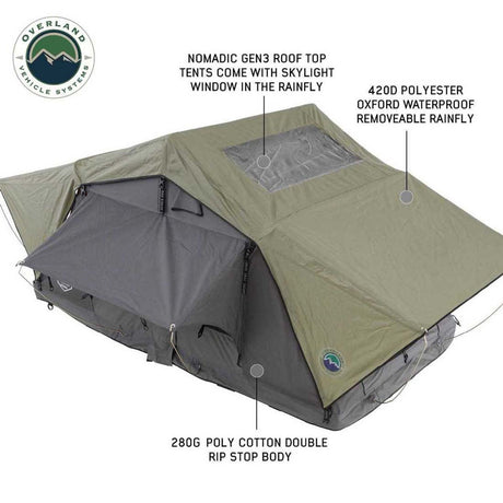 HD Nomadic 3 Standard Soft Shell Roof Top Tent, Grey Body & Green Rainfly
