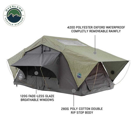 HD Nomadic 3 Standard Soft Shell Roof Top Tent, Grey Body & Green Rainfly