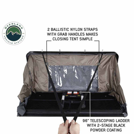 HD Bushveld II Cantilever Hard Shell Roof Top Tent Grey Body & Tan Rainfly