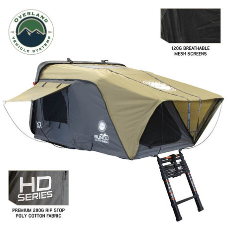 HD Bundu Cantilever Hard Shell Roof Top Tent, Grey Body & Green Rainfly