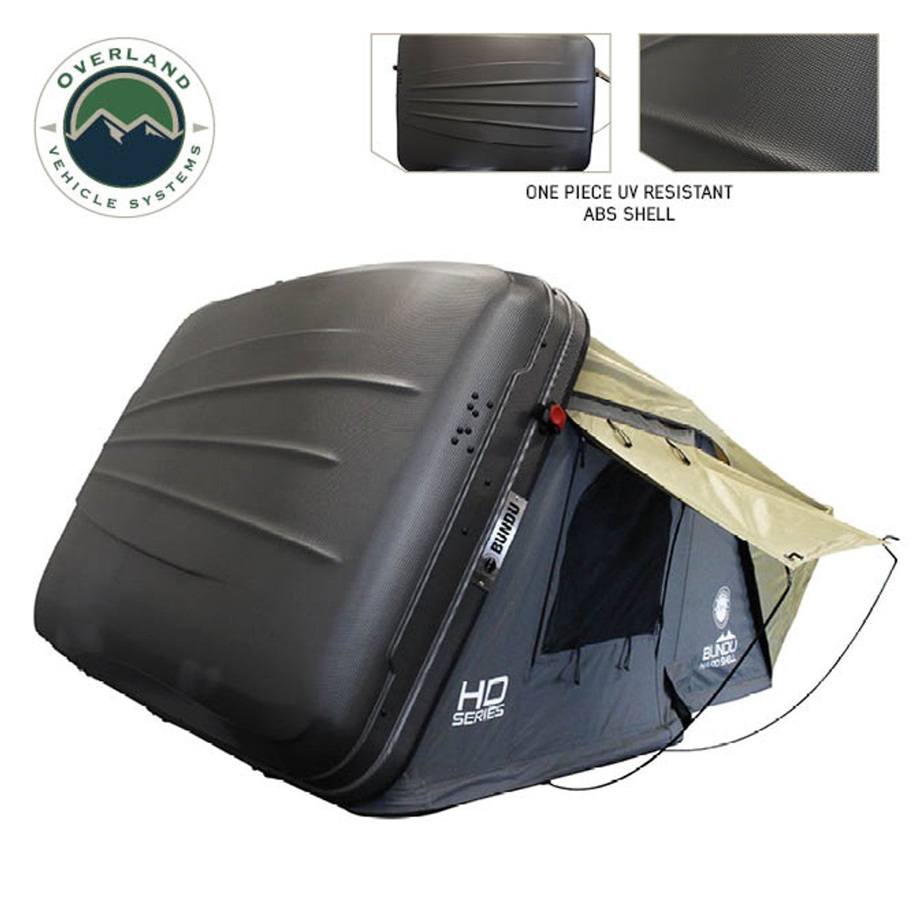 HD Bundu Cantilever Hard Shell Roof Top Tent, Grey Body & Green Rainfly