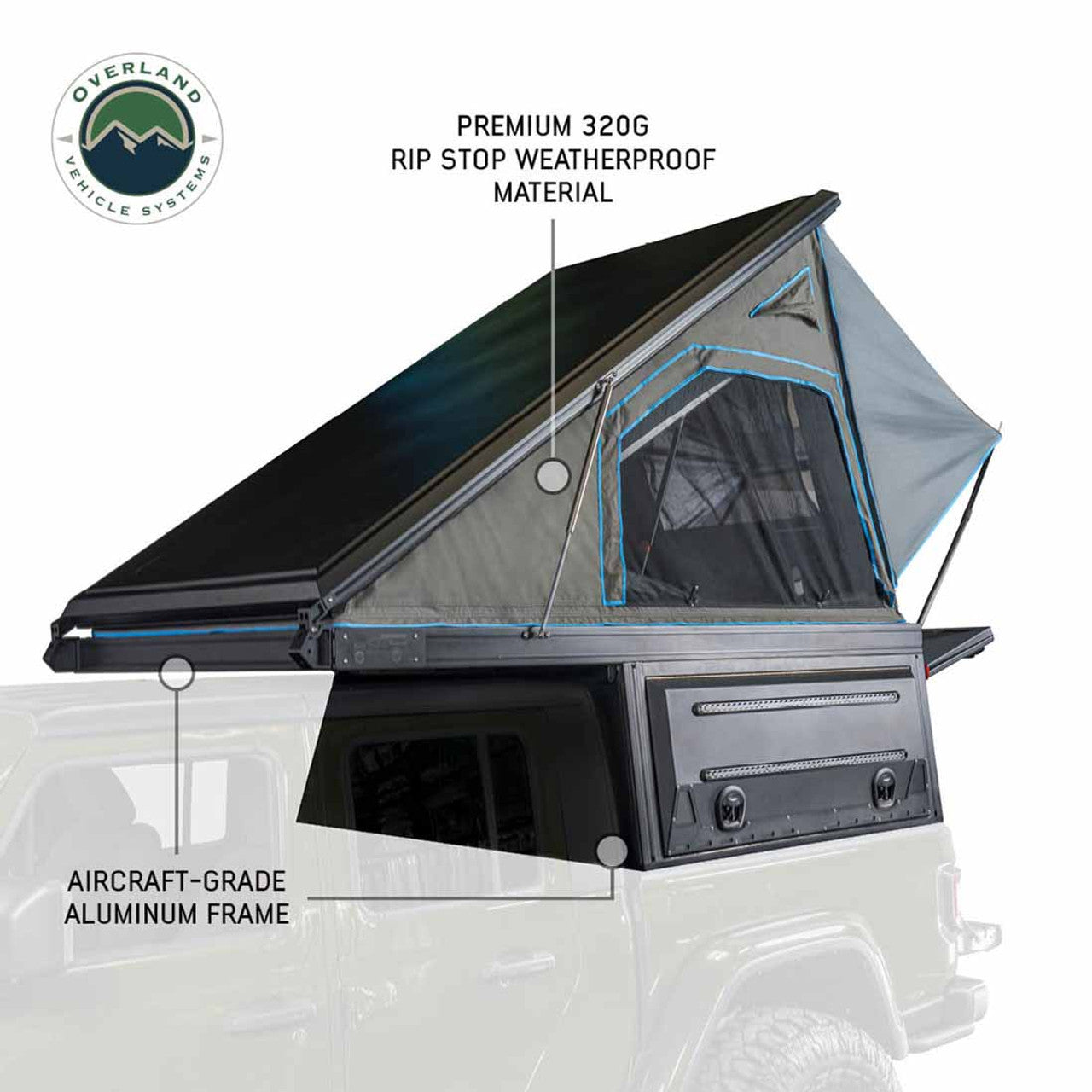 MagPak Overland Camper Shell Roof Top Tent Combo with Lights, Molle Panels