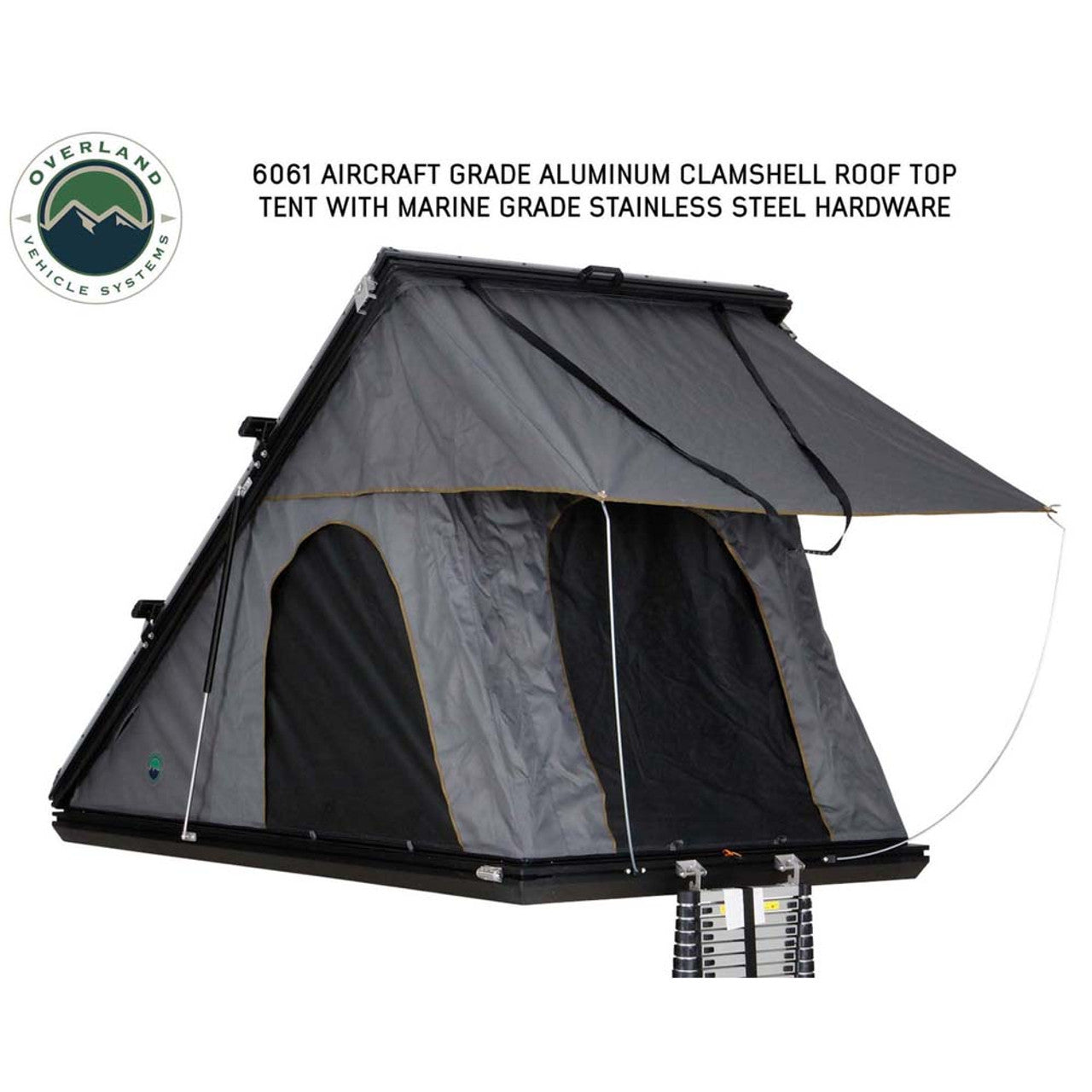 HD Mamba Clam Shell Aluminum Hard Shell Roof Top Tent, Grey Body & Green Trim