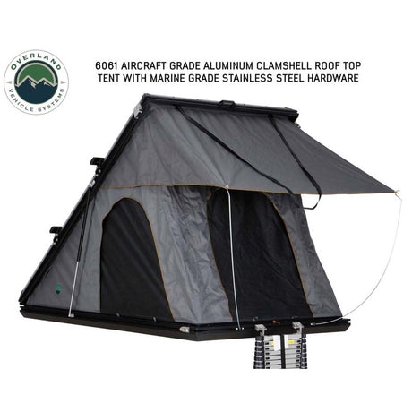 HD Mamba Clam Shell Aluminum Hard Shell Roof Top Tent, Grey Body & Green Trim