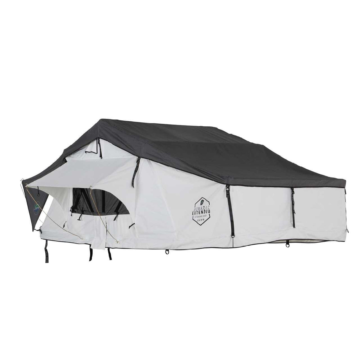 HD Nomadic 3 Arctic White Extended Soft Shell Roof Top Tent, White Body Dark Grey Rainfly
