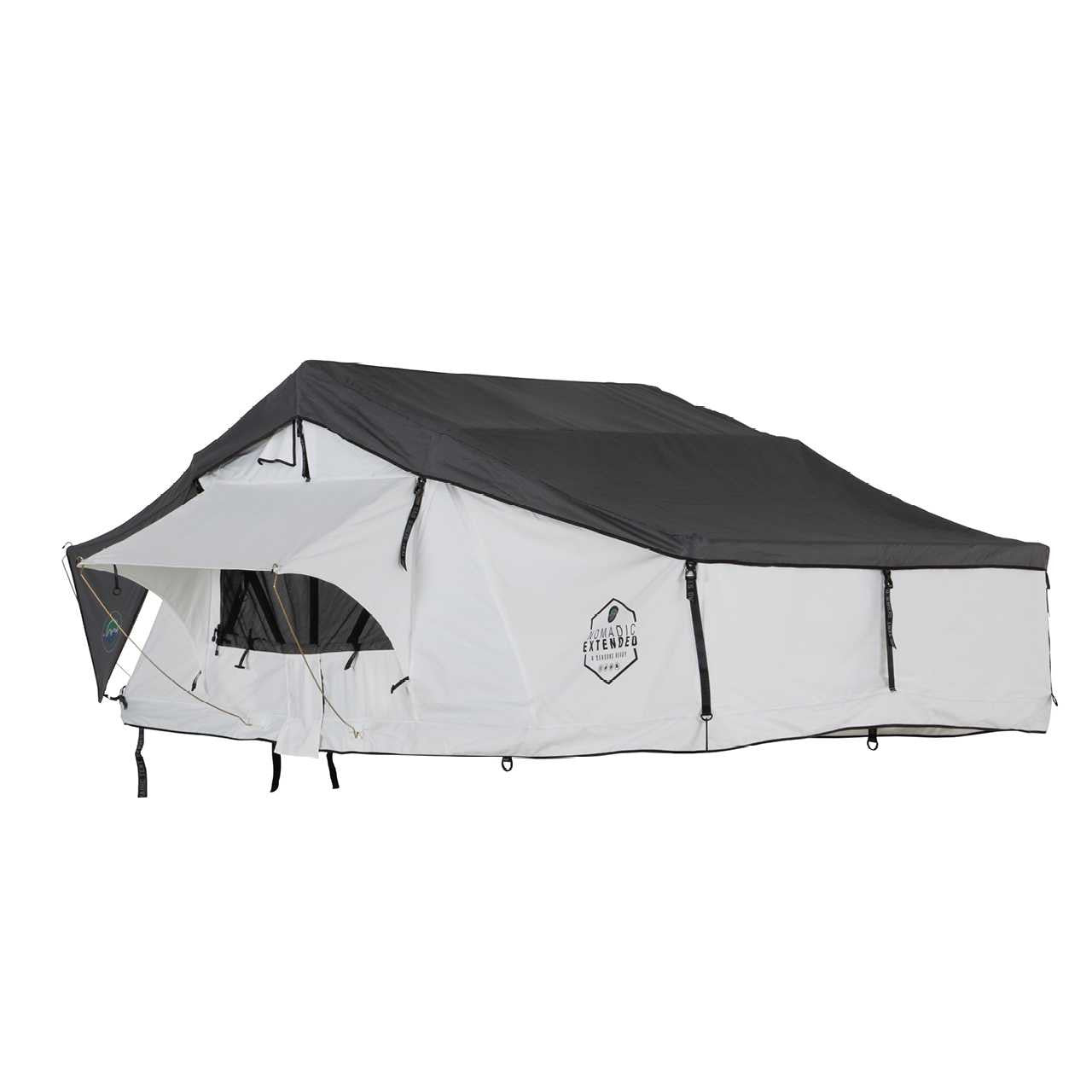 HD Nomadic 3 Arctic White Extended Soft Shell Roof Top Tent, White Body Dark Grey Rainfly