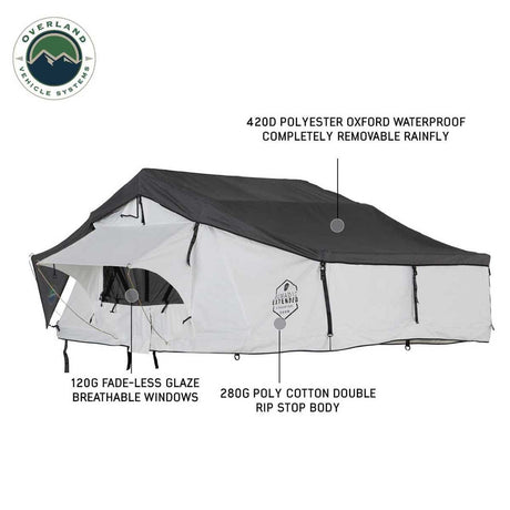 HD Nomadic 3 Arctic White Extended Soft Shell Roof Top Tent, White Body Dark Grey Rainfly