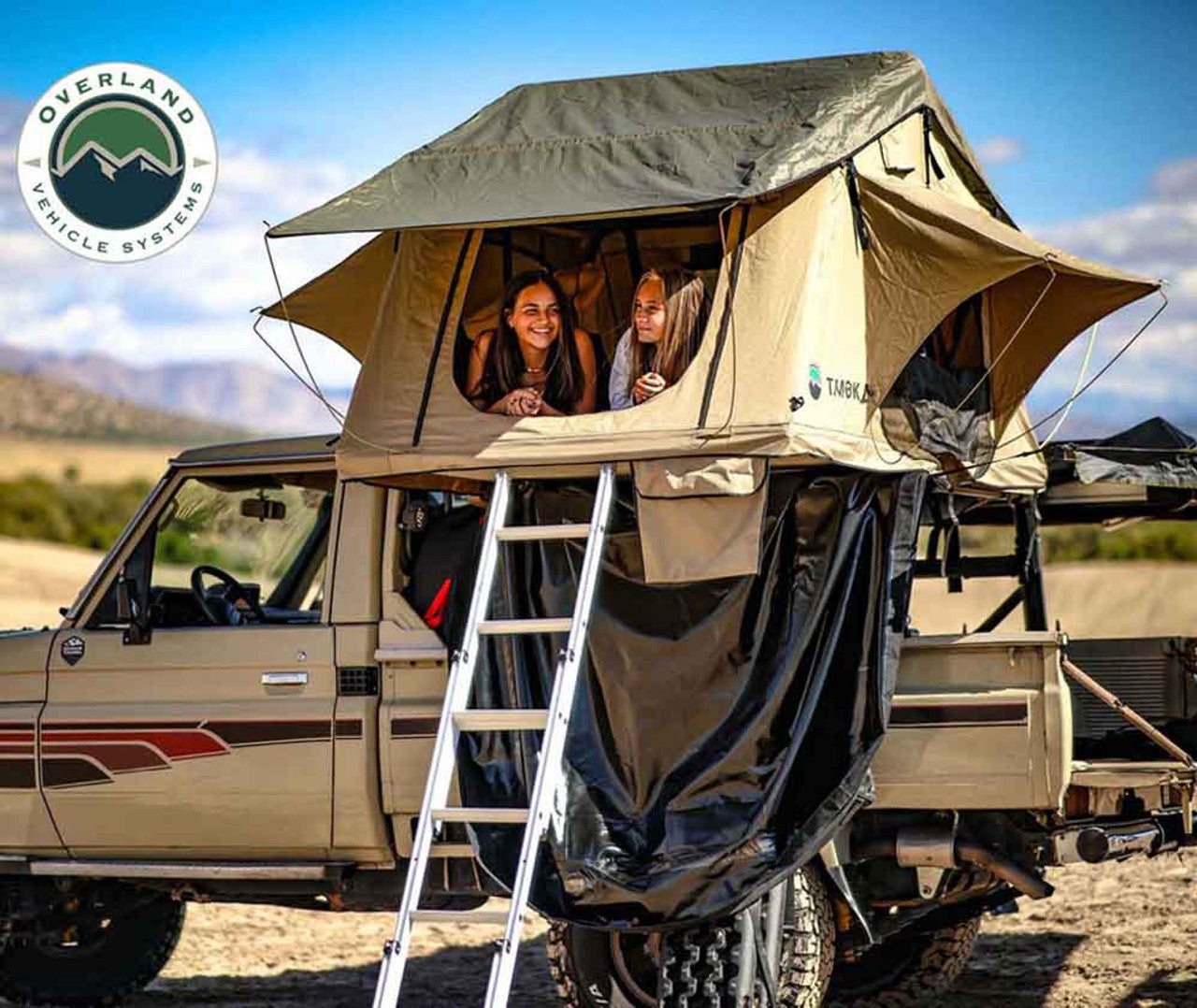 LD TMBK 3 Soft Shell Roof Top Tent, Tan Body & Green Rainfly