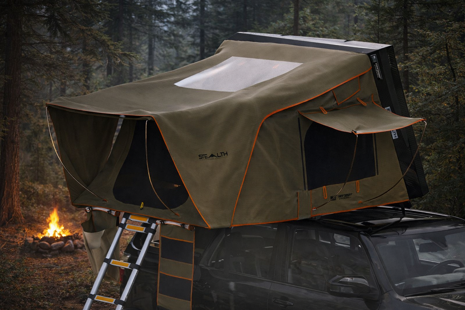 Tuff Stuff Stealth Aluminum Hard Shell Rooftop Tent – 3 Person