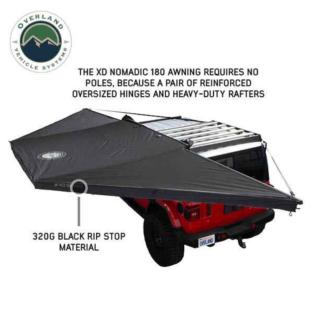 XD Nomadic 180 - Awning, Universal, Black Body, Black Trim W/Black Travel Bag