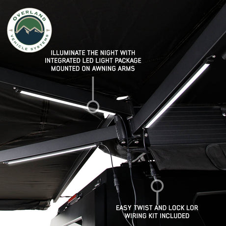 XD Nomadic 270 Degree Awning W/Lights & Black Out - Black Body, Grey Trim & Black Travel Cover