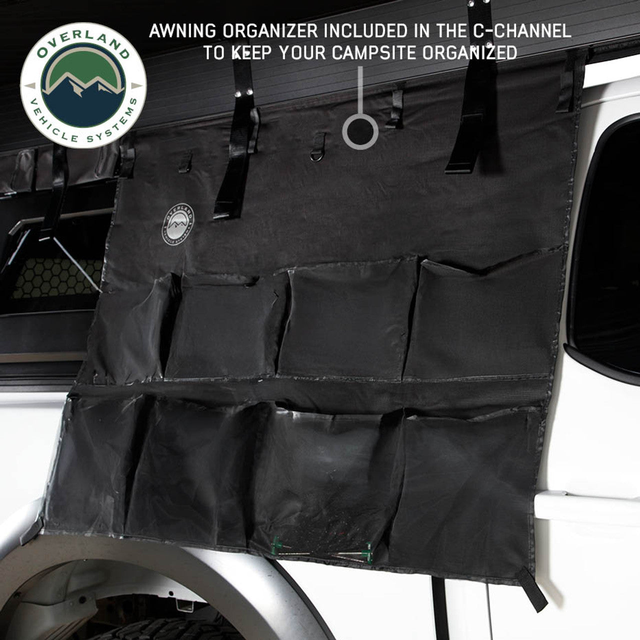 XD Nomadic 270 Degree Awning W/Lights & Black Out - Black Body, Grey Trim & Black Travel Cover