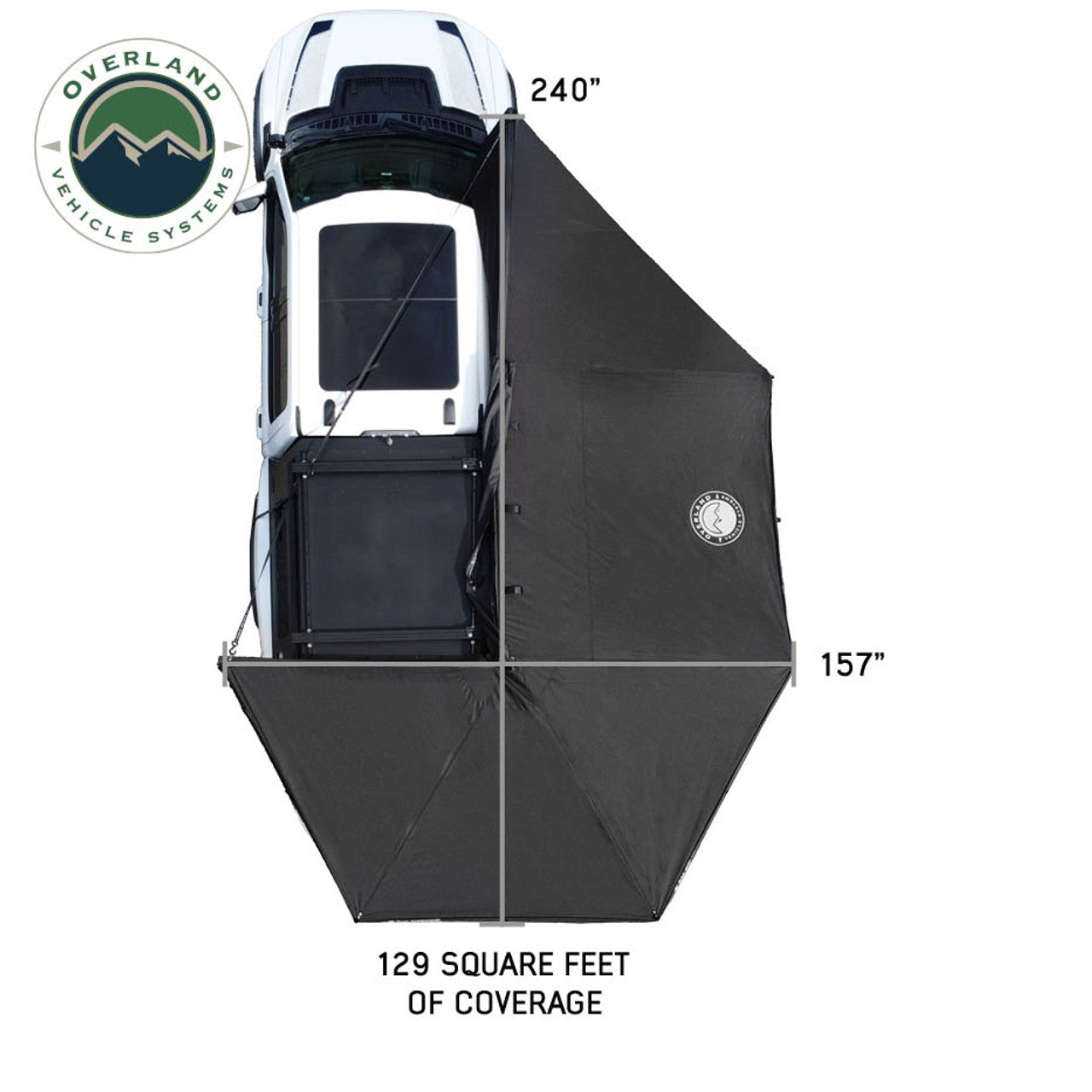 XD Nomadic 270 Degree Awning W/Lights & Black Out - Black Body, Grey Trim & Black Travel Cover