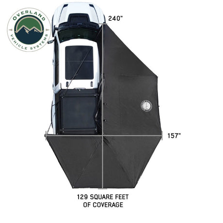 XD Nomadic 270 Degree Awning W/Lights & Black Out - Black Body, Grey Trim & Black Travel Cover