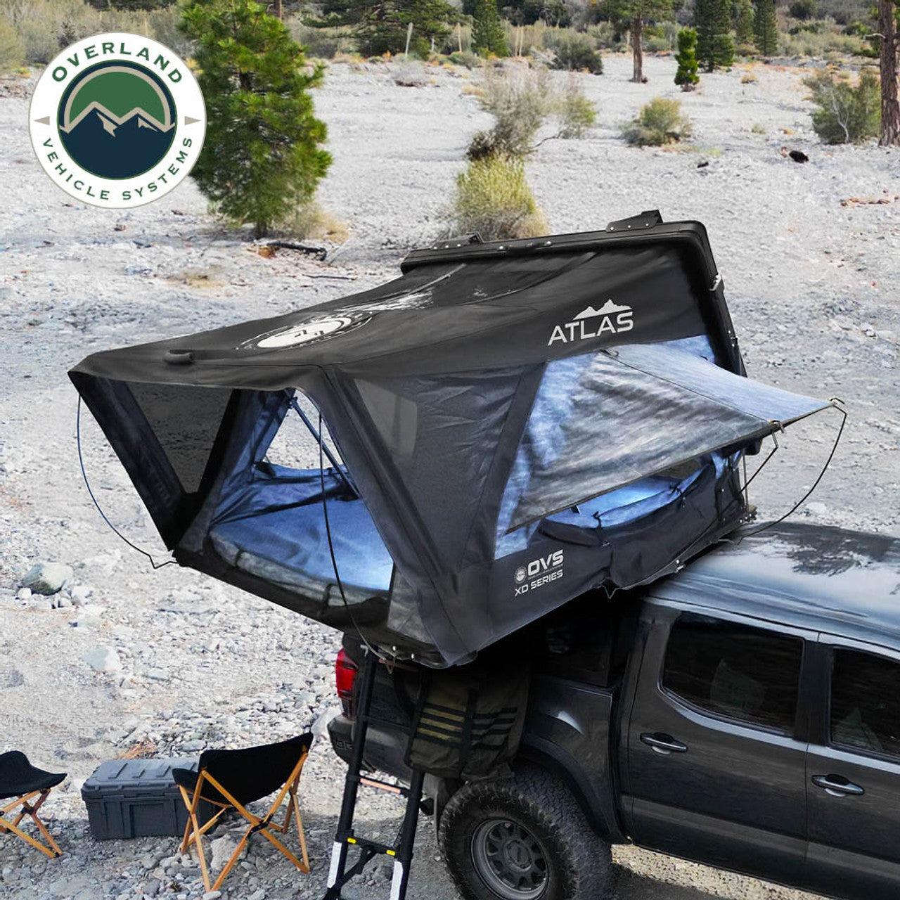 XD Atlas Cantilever ABS Hard Shell Roof Top Tent, Blue Body & Black Rainfly