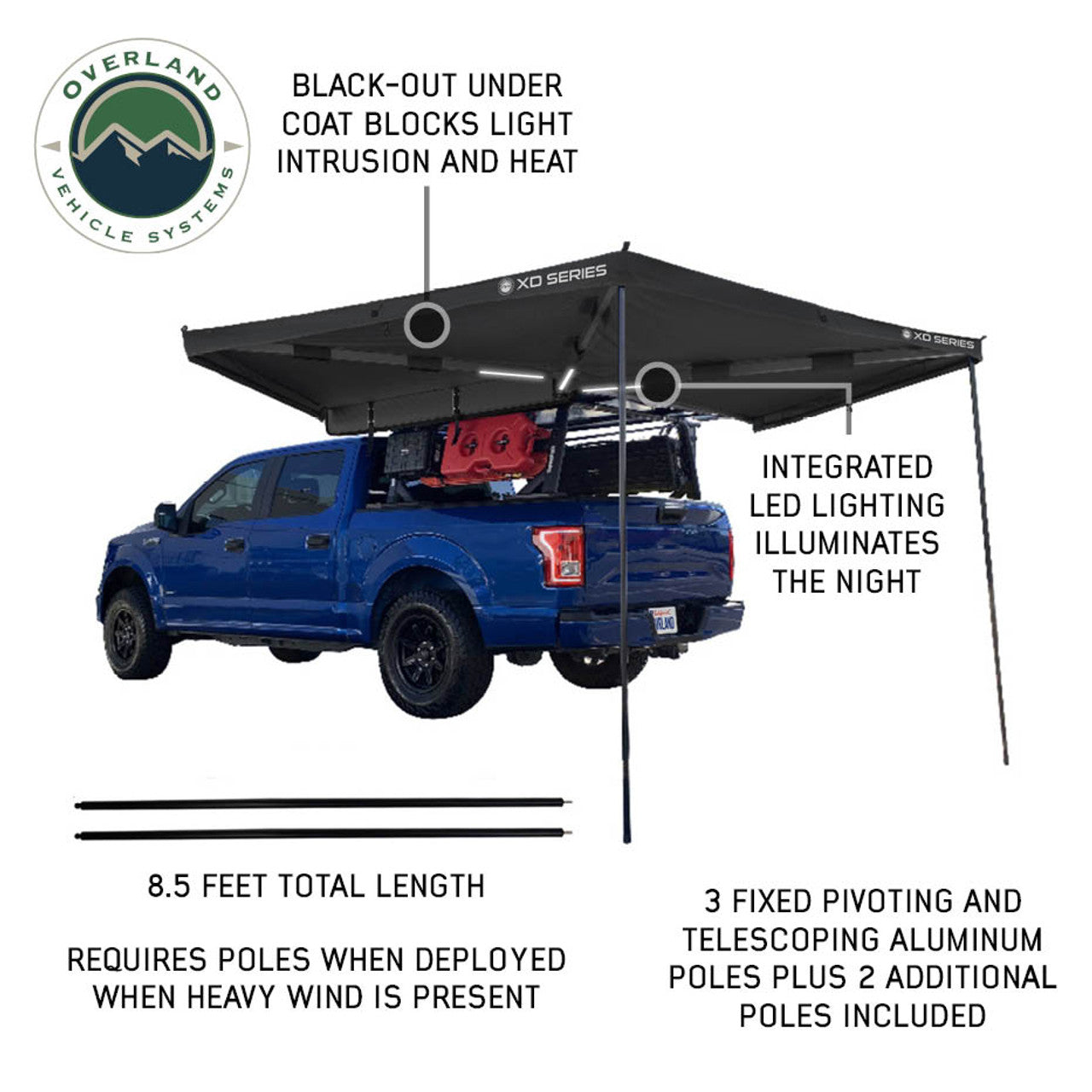 XD Nomadic 270 LT Awning - Black Fabric and Travel Cover