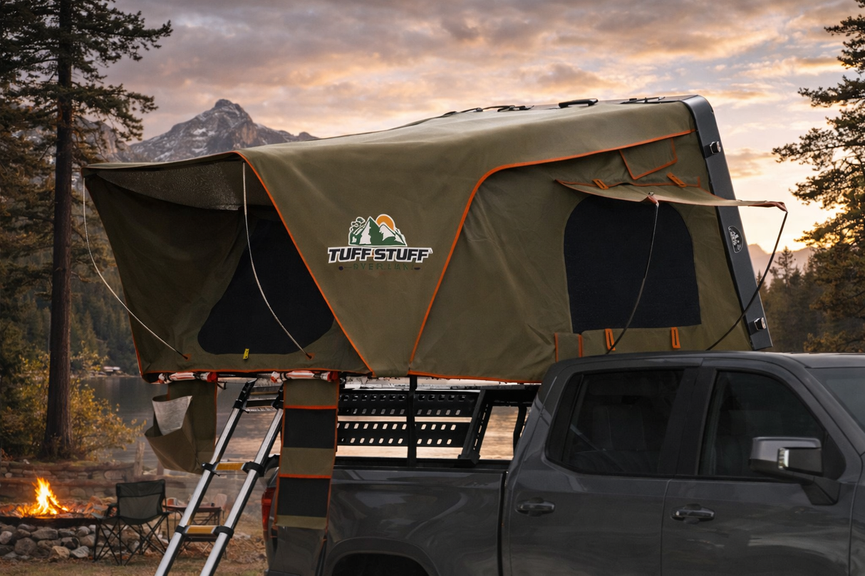 Tuff Stuff Alpha Hard Shell Rooftop Tent – 2–3 Person, ABS Construction, Gray