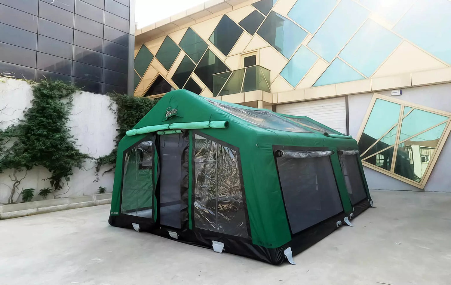 London Maxia Premium 12–14 Person Inflatable Glamping Safari Tent — All-Season Canvas Lodge