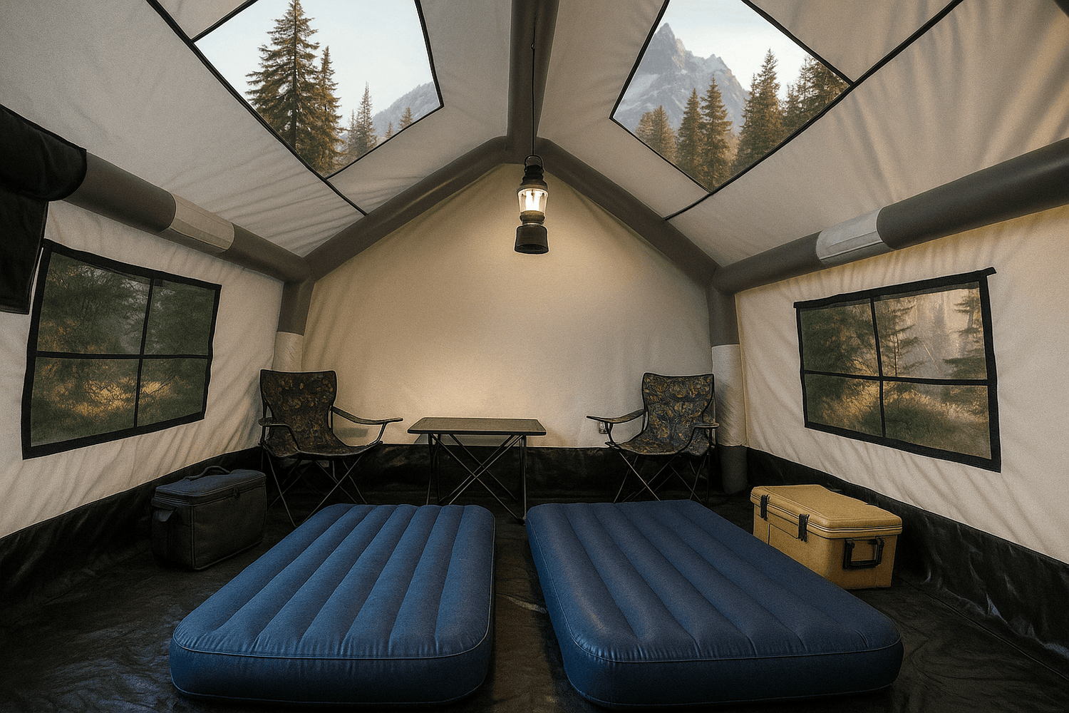 All-Season Inflatable Family Canvas Cabin Tent — 6 to 8 Person (Hunter & Camper Edition)