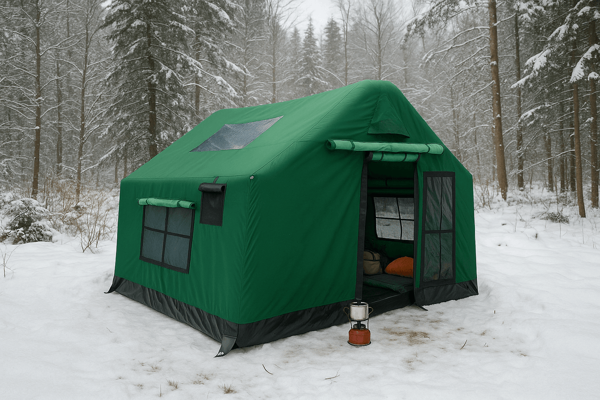 All-Season Inflatable Family Canvas Cabin Tent — 6 to 8 Person (Hunter & Camper Edition)