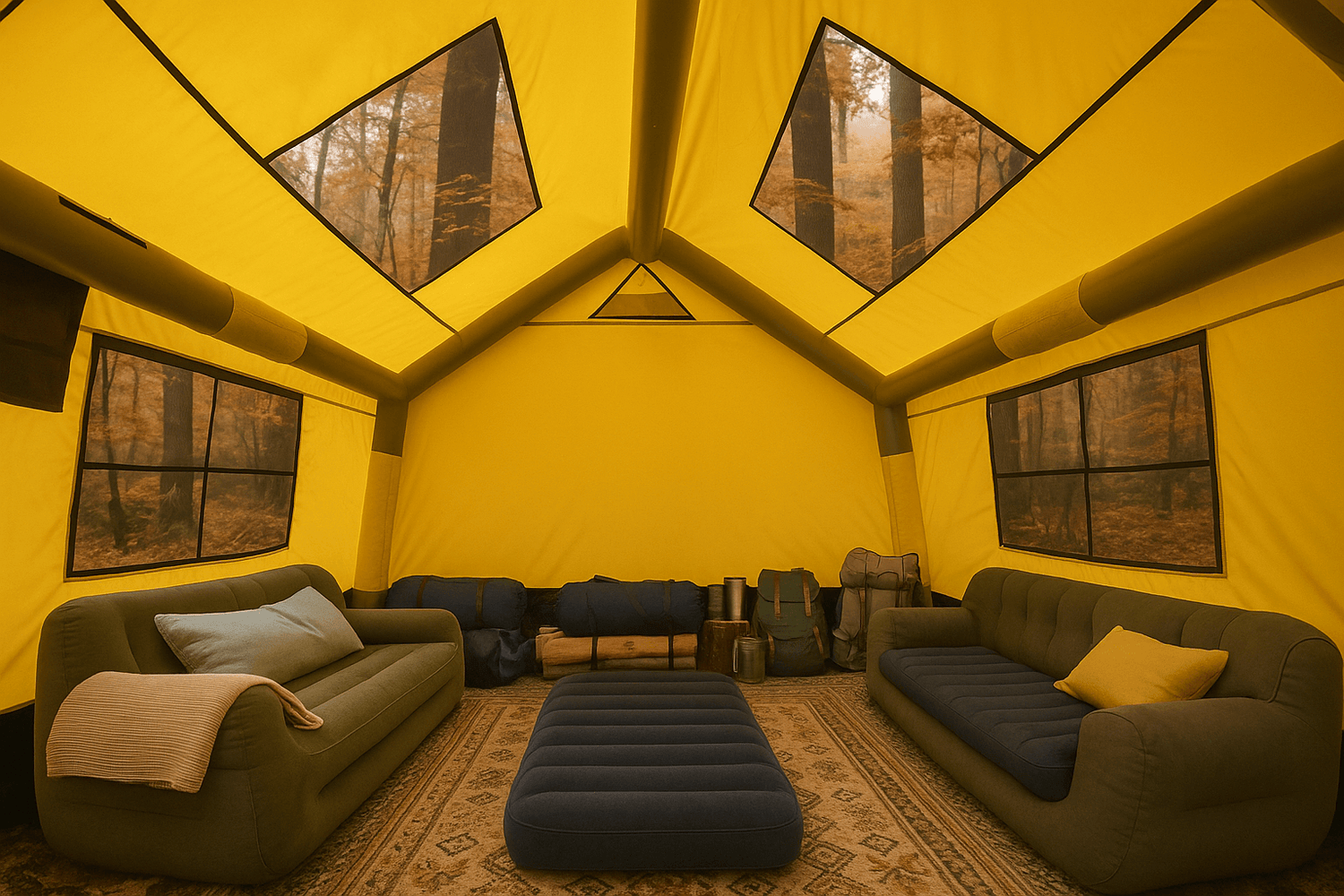 All-Season Inflatable Family Canvas Cabin Tent — 6 to 8 Person (Hunter & Camper Edition)