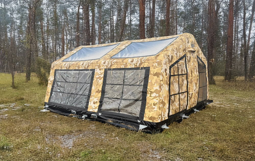 London Maxia Premium 12–14 Person Inflatable Glamping Safari Tent — All-Season Canvas Lodge