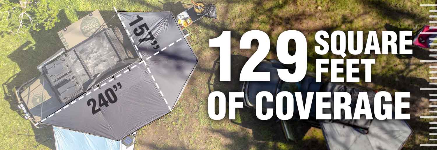 HD Nomadic 270 Degree Awning - Driver Side - Dark Gray Awning with Black Cover