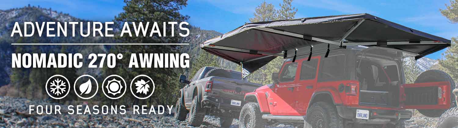 HD Nomadic 270 Degree Awning - Driver Side - Dark Gray Awning with Black Cover