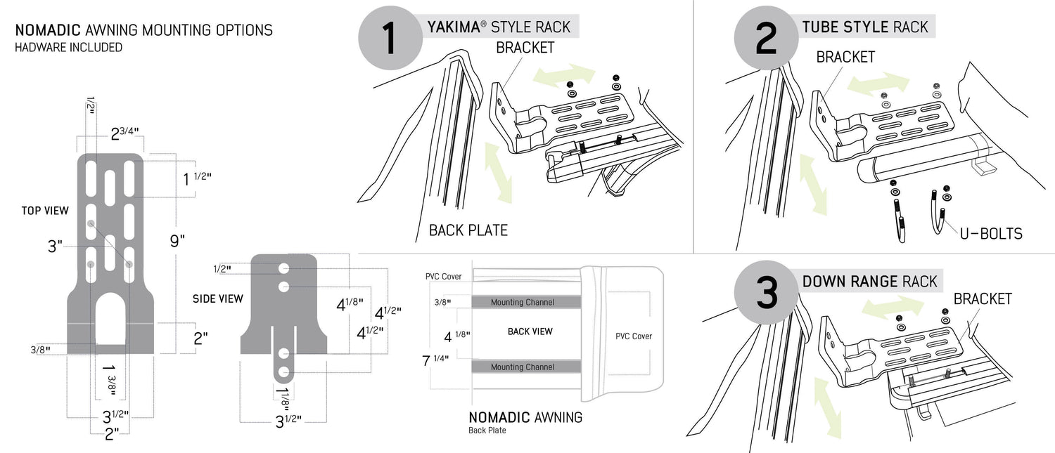 XD Nomadic 180 - Awning, Universal, Black Body, Black Trim W/Black Travel Bag