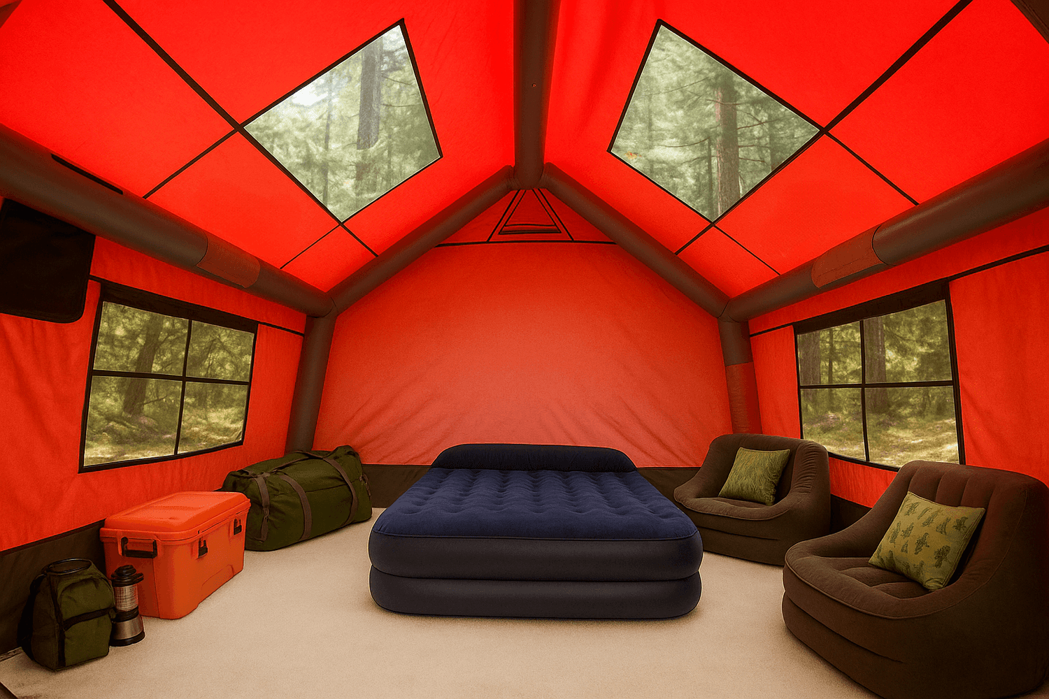 All-Season Inflatable Family Canvas Cabin Tent — 6 to 8 Person (Hunter & Camper Edition)