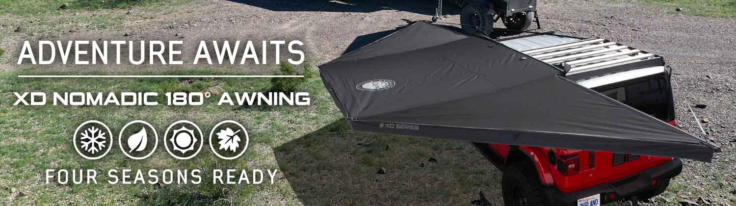 XD Nomadic 180 - Awning, Universal, Black Body, Black Trim W/Black Travel Bag