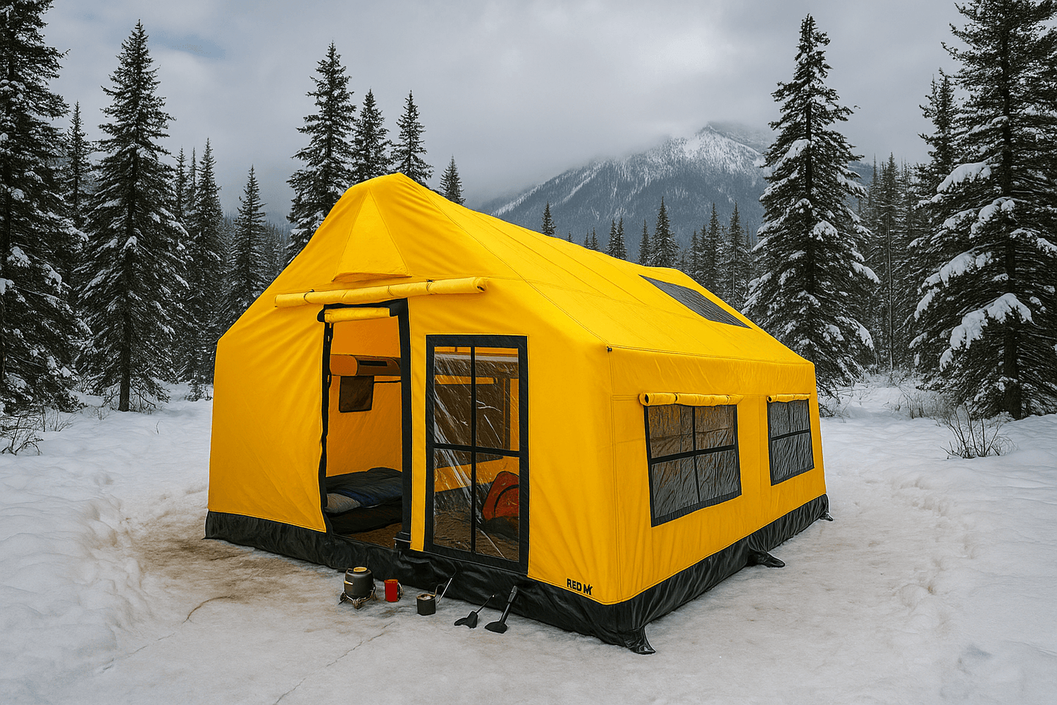 All-Season Inflatable Family Canvas Cabin Tent — 10 to 12 Person (Hunter & Camper Edition)