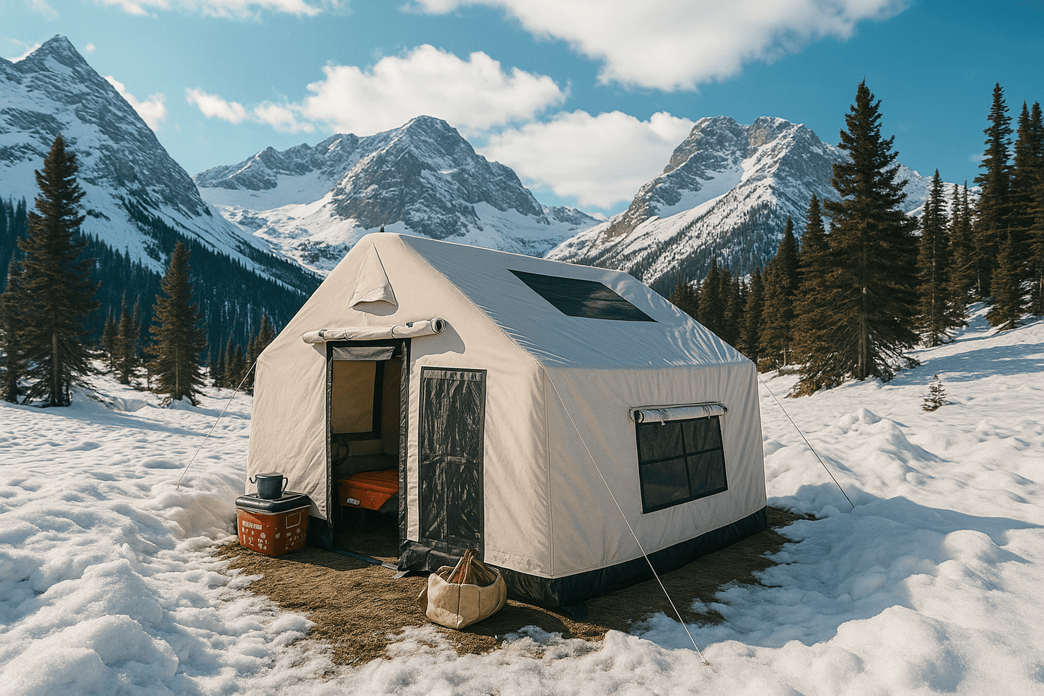 All-Season Inflatable Family Canvas Cabin Tent — 6 to 8 Person (Hunter & Camper Edition)